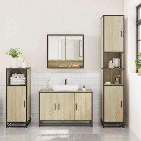 vidaXL Σετ Επίπλων Μπάνιου 3 Τεμαχίων Sonoma Δρυς Επεξεργασμένο Ξύλο