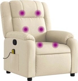 vidaXL Πολυθρόνα Μασάζ Ανακλινόμενη Κρεμ Υφασμάτινη