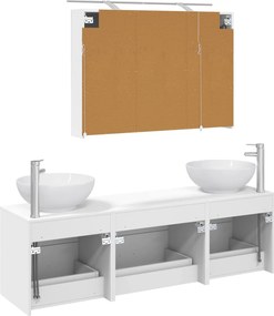 vidaXL Σετ Επίπλων Μπάνιου 4 pcs Λευκό Επεξεργασμένο Ξύλο και Γυαλί