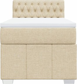 vidaXL Κρεβάτι Boxspring με Στρώμα Κρεμ 100 x 200 εκ. Υφασμάτινο
