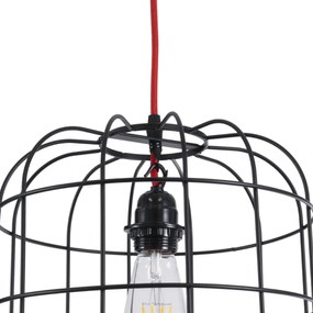 GloboStar PARROT 01099 Μοντέρνο Industrial Κρεμαστό Φωτιστικό Οροφής Μονόφωτο 1 x E27 AC220-240V - Φ28 x Υ30cm - Μαύρο Μεταλλικό Πλέγμα - 5 Χρόνια Εγγύηση