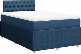 vidaXL Κρεβάτι Boxspring με Στρώμα Μπλε 120x190 εκ. Υφασμάτινο