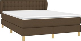 vidaXL Κρεβάτι Boxspring με Στρώμα Σκούρο Καφέ 140x200 εκ Υφασμάτινο