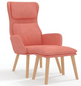vidaXL Πολυθρόνα Relax Ροζ Βελούδινη με Σκαμπό