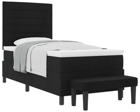 vidaXL Κρεβάτι Box Spring με Στρώμα & Πάγκο Μαύρο 80x200 εκ. Ύφασμα