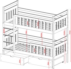 MONIKA 90x190 graphite bunk bed Lano Furniture