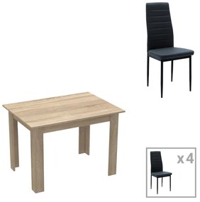 Τραπεζαρία Manka-Parker pakoworld σετ 5τεμ mdf σε μαύρη-sonoma απόχρωση 110x80x77εκ