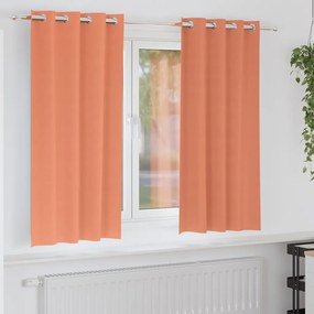 vidaXL Κουρτίνες Μαύρης Ύφανσης με Δαχτυλίδια 2 pcs Τερακότα