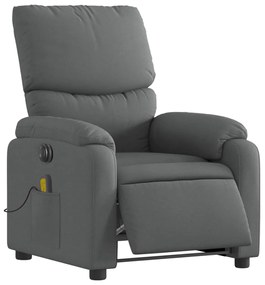 vidaXL Πολυθρόνα Μασάζ Ανακλινόμενη Ηλεκτρική Σκούρο Γκρι Υφασμάτινη