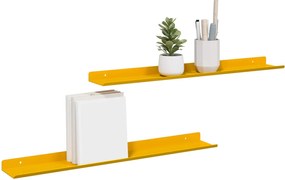 vidaXL Πλωτό ράφι 2 pcs Χαμομηλί κίτρινο 60 x 8,5 x 2,5 εκ Ατσάλι