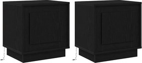 vidaXL Κομοδίνο 2 pcs Μαύρο 44 x 34,5 x 45 εκ Επεξεργασμένο ξύλο