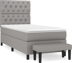vidaXL Κρεβάτι Boxspring με Στρώμα Ανοιχτό Γκρι 80x200 εκ. Υφασμάτινο