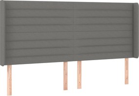 vidaXL Κρεβάτι Boxspring με Στρώμα &amp; LED Σκ.Γκρι 200x200εκ. Υφασμάτινο