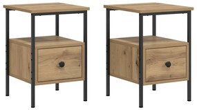 vidaXL Κομοδίνα 2 τεμάχια Artisan Oak 34x36x50 cm Κατασκευασμένο ξύλο