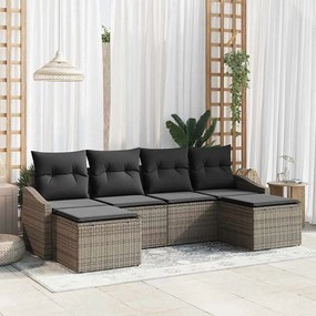 vidaXL Σετ Καναπέ με μαξιλάρι 6 pcs Γκρι συνθετικό ρατάν