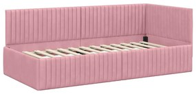 vidaXL Κρεβάτι Γωνίας με κεφαλάρι Ροζ 90 x 200 cm Βελούδο