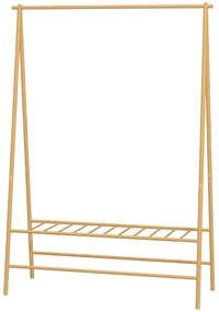 HOMCOM Κρεμάστρα από Μπαμπού με Ράφι Παπουτσιών και Γάντζους, Ελεύθερη, για Είσοδο, Υπνοδωμάτιο, Φυσικό Ξύλο