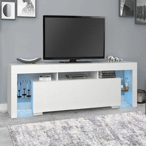Έπιπλο τηλεόρασης Stilo Megapap με φωτισμό LED χρώμα λευκό 150x37x52εκ.