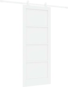 vidaXL Συρόμενη Πόρτα Λευκό 83 x 202 εκ. Μασίφ Ξύλο Πεύκου