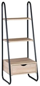 Ραφιέρα ΕΟ428 44x37x114cm Black-Σημύδα Mdf,Μέταλλο