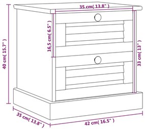 Κομοδίνο VIGO Λευκό 42 x 35 x 42 εκ. από Μασίφ Ξύλο Πεύκου - Λευκό