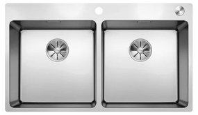Blanco Andano 400/400 IF/A PushControl Inox Σατινέ Νεροχύτης Ένθετος με 2 Γούρνες 86,5x50cm