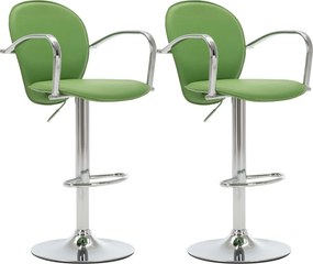 vidaXL Σκαμπό Μπαρ με Μπράτσα 2 τεμ. Πράσινα από Συνθετικό Δέρμα