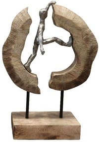 Διακοσμητικό Επιτραπέζιο Caren 312-000003 19x10x29cm Natural-Silver Inart Wood,Aluminum