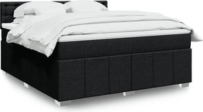 vidaXL Κρεβάτι Boxspring με Στρώμα Μαύρο 180x200 εκ. Υφασμάτινο