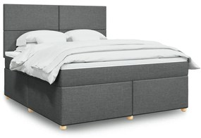 ΚΡΕΒΑΤΙ BOXSPRING ΜΕ ΣΤΡΩΜΑ ΣΚΟΥΡΟ ΓΚΡΙ 180X200 ΕΚ ΥΦΑΣΜΑΤΙΝ 3291353