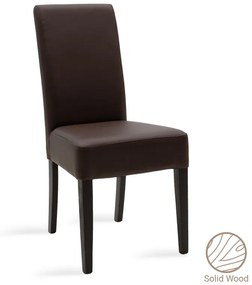 Καρέκλα Ditta pakoworld PU σκούρο καφέ-πόδι μασίφ ξύλο wenge - Τεχνόδερμα - 047-000033