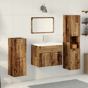 vidaXL Σετ Επίπλων Μπάνιου Επιτοίχιο 4 pcs Παλιό Ξύλο 30 x 30 x 130 εκ