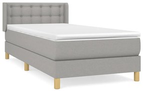 vidaXL Κρεβάτι Boxspring με Στρώμα Ανοιχτό Γκρι 80x200 εκ. Υφασμάτινο