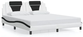 vidaXL Πλαίσιο Κρεβατιού με LED Λευκό/Μαύρο 180x200εκ. Συνθετικό Δέρμα