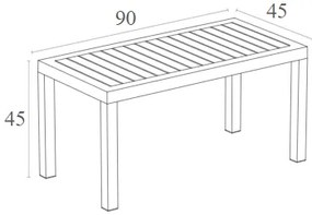 Τραπέζι πολυπροπυλένιου Ocean 90x45 Dark Grey