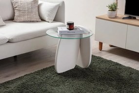 Stewehome Γυάλινο κέντρο και τραπεζάκι 2 τεμαχίων (Λευκό) 90x90x40 cm