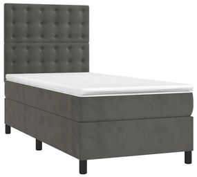 ΚΡΕΒΑΤΙ BOXSPRING ΜΕ ΣΤΡΩΜΑ ΣΚΟΥΡΟ ΓΚΡΙ 80X200 ΕΚ. ΒΕΛΟΥΔΙΝΟ 3143230