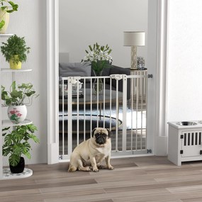 Dog Door Gate Barrier Pet Gate Metal Plastic 74-80/87-94cm Λευκό