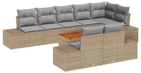 vidaXL Σετ Καναπέ Κήπου με μαξιλάρι 9 pcs Μπεζ Πολυ ράταν