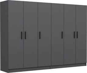 Εξαφυλλη Ντουλαπα Ανθρακι KALEO 52x180x210