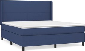 vidaXL Κρεβάτι Boxspring με Στρώμα Μπλε 180x200 εκ. Υφασμάτινο
