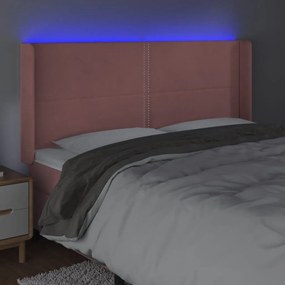 Κεφαλάρι Κρεβατιού LED Ροζ 183x16x118/128 εκ. Βελούδινο - Ροζ