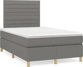 vidaXL Κρεβάτι Boxspring με Στρώμα Σκούρο Γκρι 120x190 εκ Υφασμάτινο