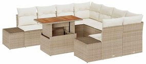 vidaXL Σέτ φαγητού για κήπο 9 pcs Μπεζ, Κρέμα 100 x 55 x 73 εκ