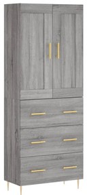 vidaXL Ντουλάπι Γκρι Sonoma 69,5 x 34 x 180 εκ. Επεξεργασμένο Ξύλο