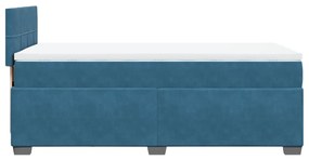 vidaXL Κρεβάτι Boxspring με Στρώμα Μπλε 100x200 εκ. Βελούδινο