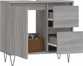 vidaXL Ντουλάπι Μπάνιου Γκρι Sonoma 65x33x60 εκ. Επεξεργασμένο Ξύλο