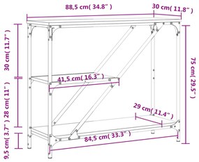 Τραπέζι Κονσόλα Γκρι Sonoma 88,5x30x75 εκ. Επεξεργασμένο Ξύλο - Γκρι