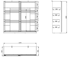 Ντουλάπα Valencia 220 Λευκό - Artisan Oak - Λευκό Μάτ 220x62.5x214 εκ. 220x62.5x214 εκ.