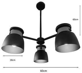 Φωτιστικό οροφής τρίφωτο Pomonge μαύρο μέταλλο-ξύλο Φ60x70εκ